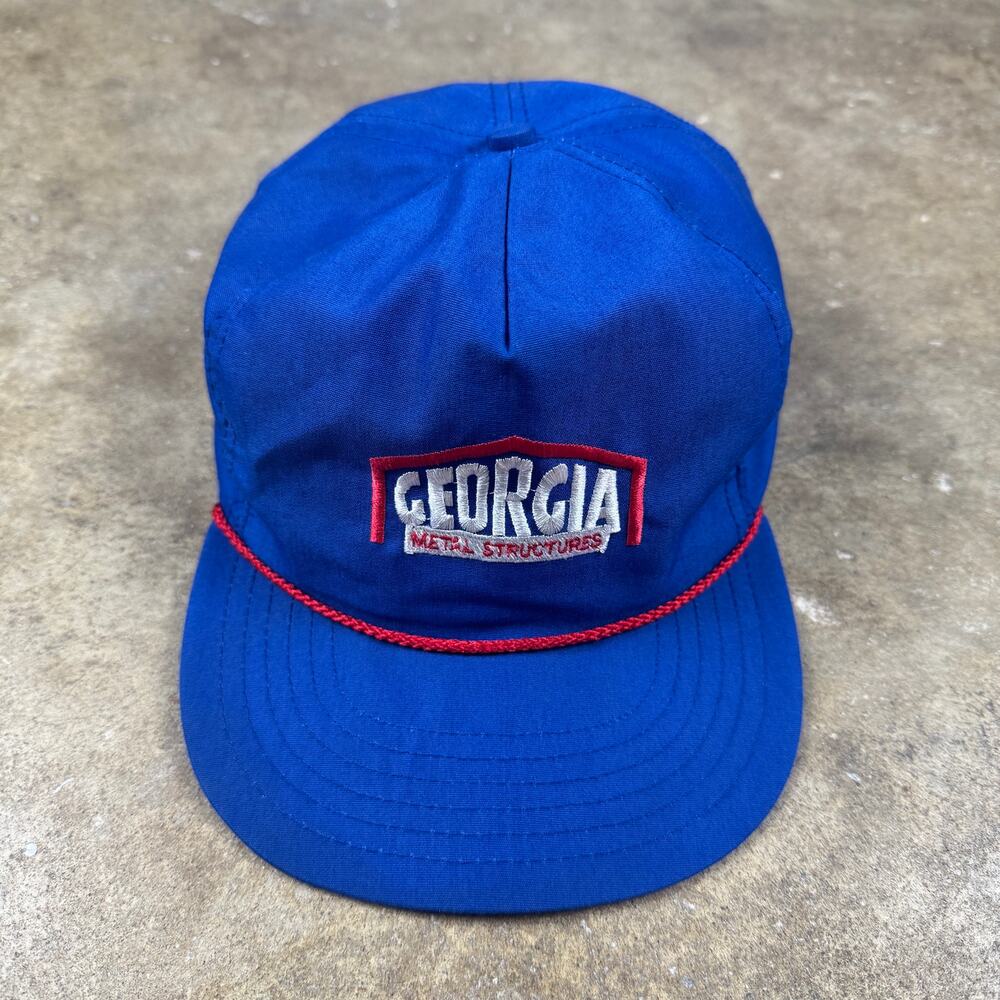 Vintage‎ Georgia Metal Structures Hat Blue Red Snapback Made in USA